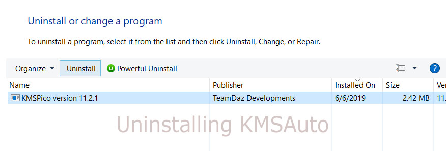 uninstall kmsauto